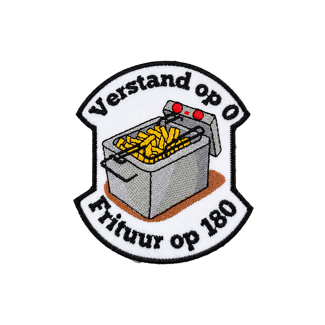 Carnavalsembleem verstand op 0 frituur op 180