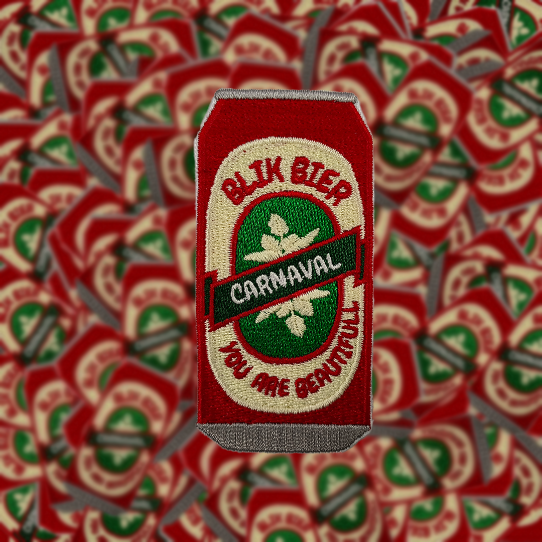 Carnavalsembleem: Blik bier you are beautifull